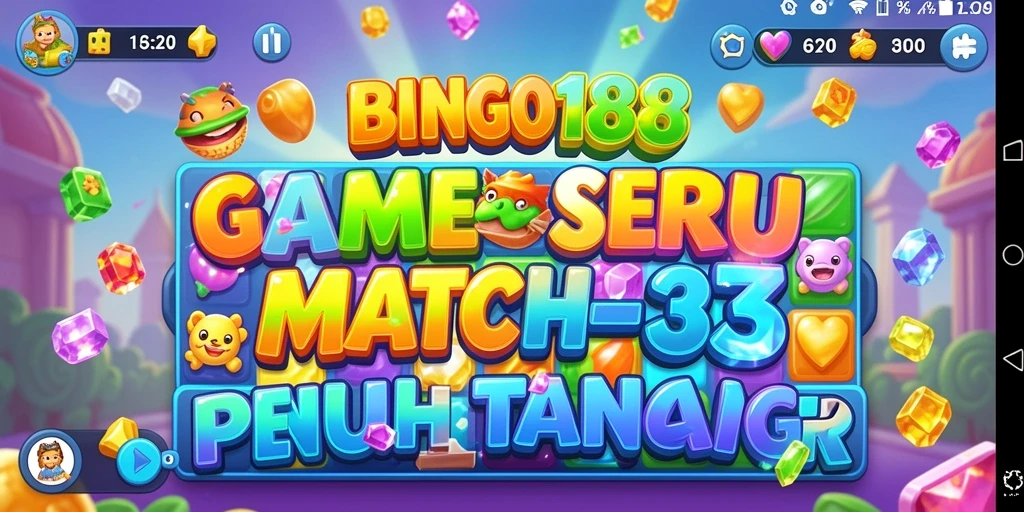 Tampilan screenshot utama BINGO188 dengan berbagai simbol Match-3.