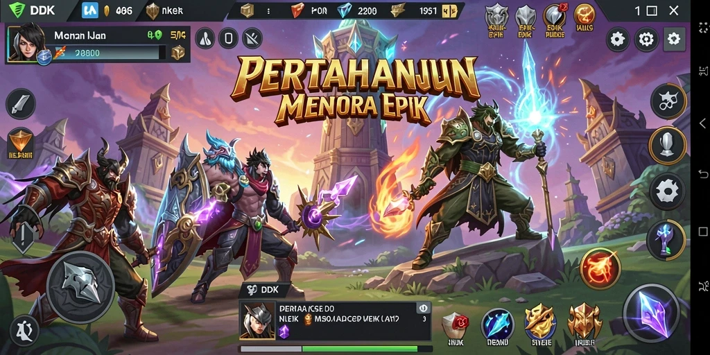 Tampilan gameplay menegangkan dari DKK dengan pertahanan menara yang epik.
