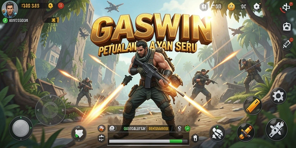 Tampilan gameplay GASWIN dengan aksi yang mendebarkan dan grafis menawan.