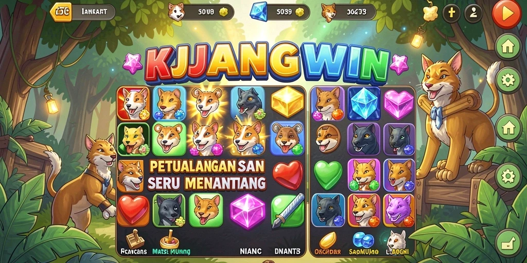 Screenshot gameplay KIJANGWIN dengan level match-3 yang seru.