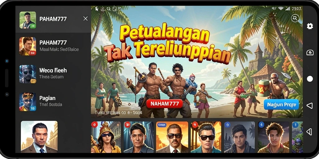 Tangkapan layar utama PAHAM777 menampilkan aksi seru dalam permainan petualangan.