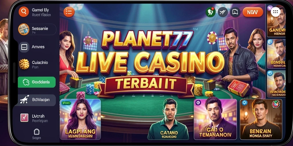 Tampilan screenshot utama PLANET77 dengan gameplay Live Casino yang seru.