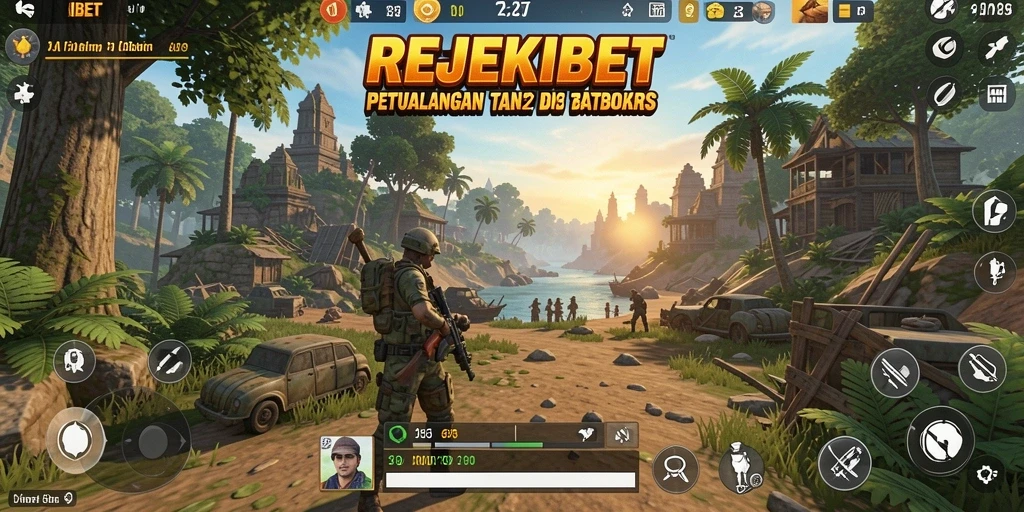 Tangkapan layar gameplay REJEKIBET dengan pemandangan indah dari dunia terbuka.