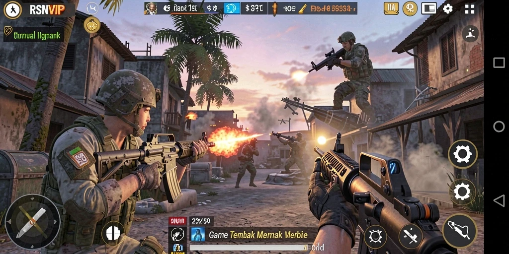 Tampilan gameplay RSNVIP dalam aksi tembak-menembak yang seru.