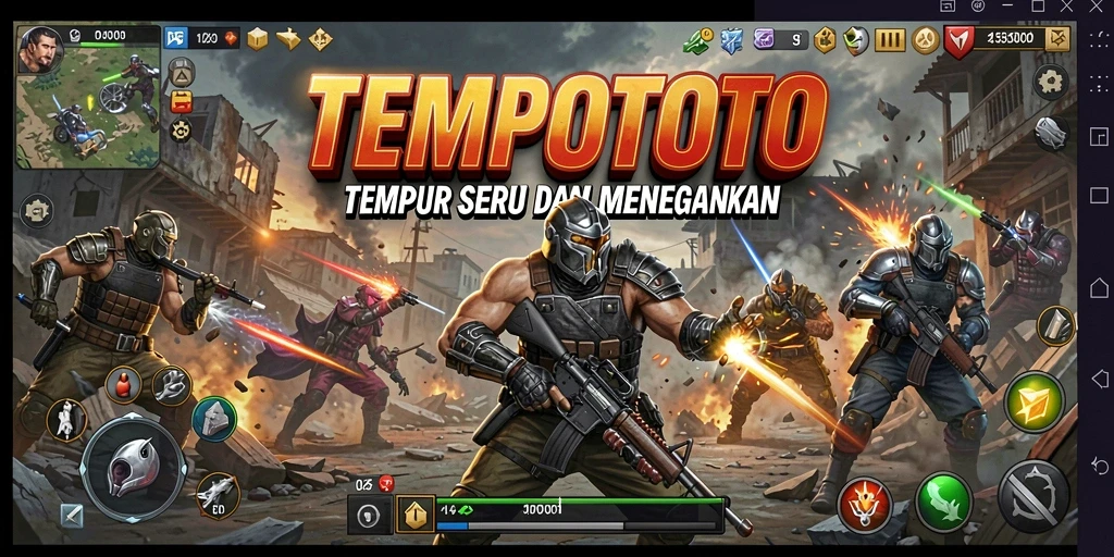 Tangkapan layar gameplay TEMPOTOTO menampilkan aksi pertempuran yang penuh ketegangan.